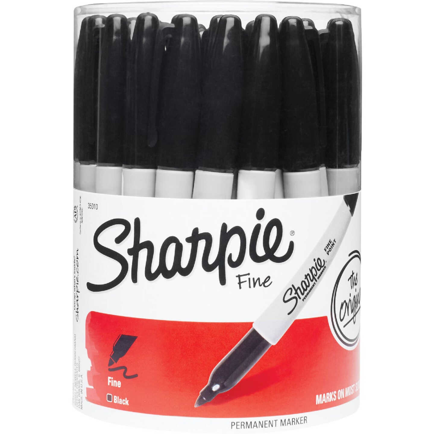 Sharpie Fine Tip Permanent Marker, Canister, Black, 36/Pack